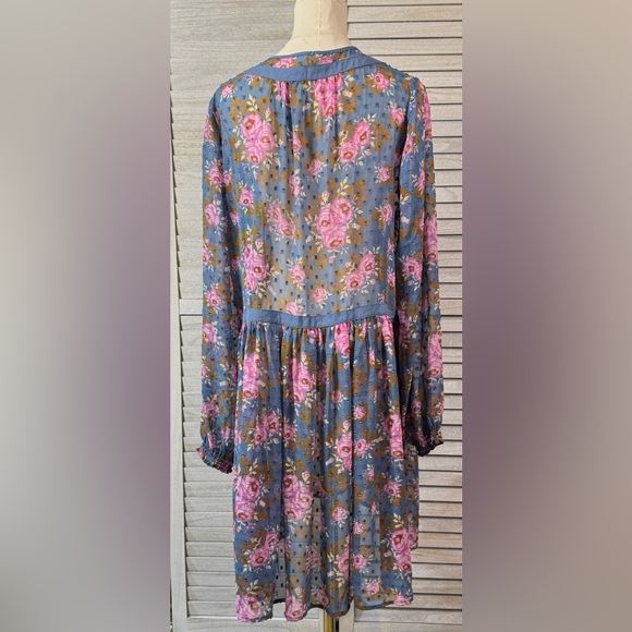 Matilda Jane Pink and Blue Sheer Floral Dress. The Nines. Size L. Great Cond - Picture 5 of 15